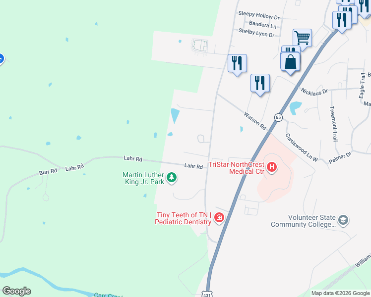 map of restaurants, bars, coffee shops, grocery stores, and more near 2607 Landrum Court in Springfield