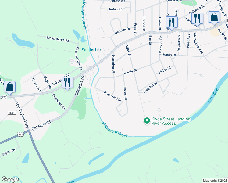 map of restaurants, bars, coffee shops, grocery stores, and more near 924 Hampton Street in Eden