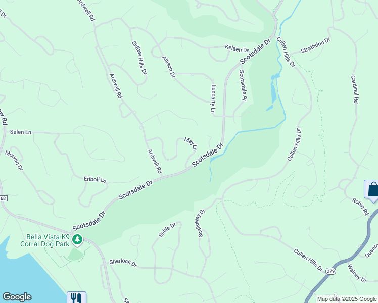 map of restaurants, bars, coffee shops, grocery stores, and more near 23 May Lane in Bella Vista