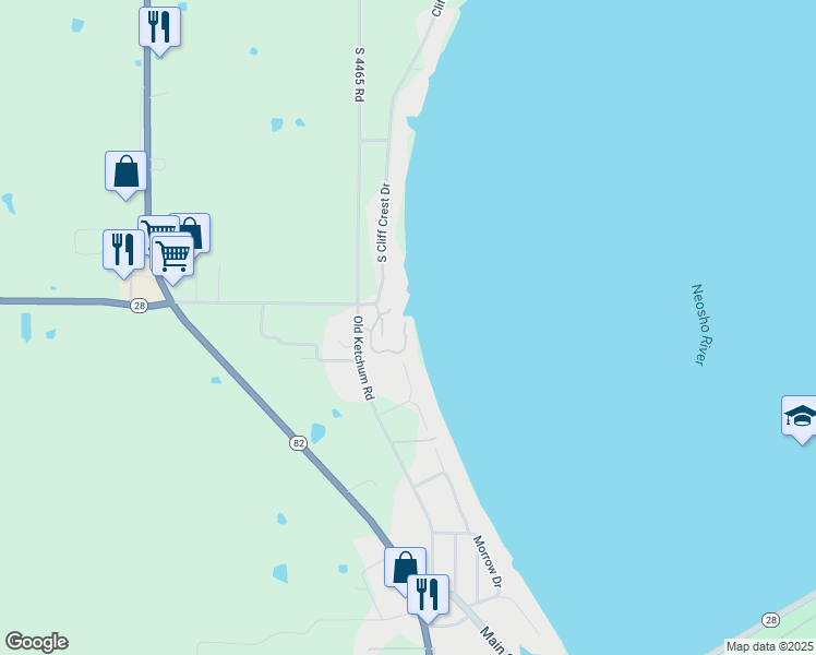 map of restaurants, bars, coffee shops, grocery stores, and more near 37280 Cliff Crest Road in Vinita