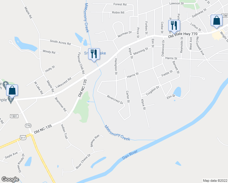 map of restaurants, bars, coffee shops, grocery stores, and more near 909 Hampton Street in Eden