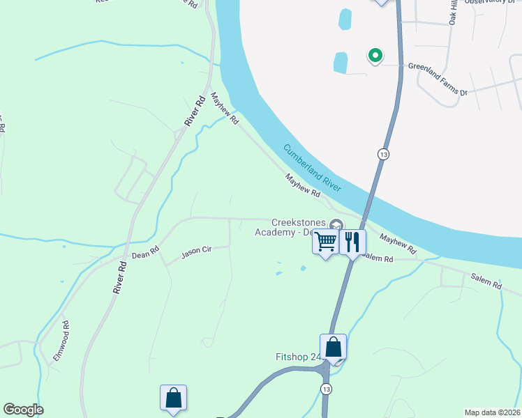 map of restaurants, bars, coffee shops, grocery stores, and more near 249 Dean Road in Clarksville