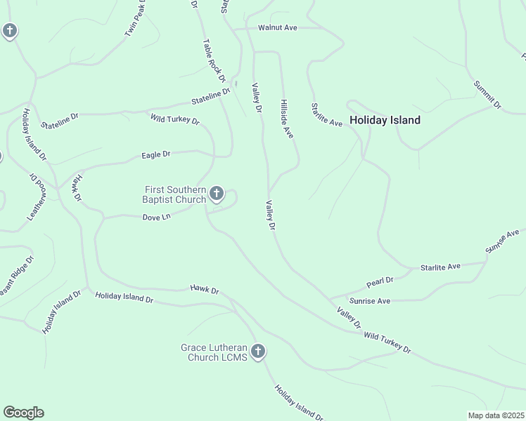 map of restaurants, bars, coffee shops, grocery stores, and more near 49 Valley Drive in Eureka Springs