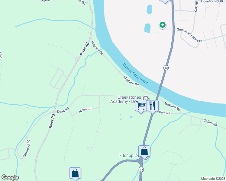 map of restaurants, bars, coffee shops, grocery stores, and more near 249 Dean Road in Clarksville