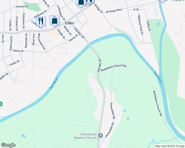 map of restaurants, bars, coffee shops, grocery stores, and more near 120 Mountain Laurel Trail in Eden