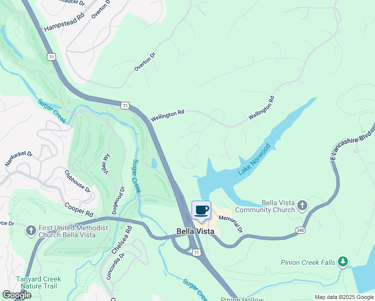 map of restaurants, bars, coffee shops, grocery stores, and more near 8 Norwood Drive in Bella Vista