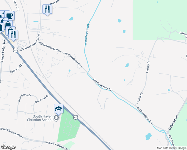 map of restaurants, bars, coffee shops, grocery stores, and more near 3671 Old State Highway 11 in Springfield