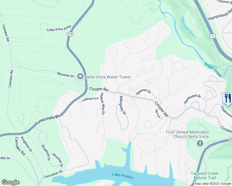 map of restaurants, bars, coffee shops, grocery stores, and more near in Bella Vista