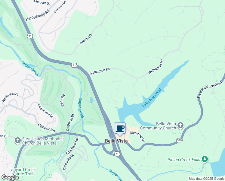 map of restaurants, bars, coffee shops, grocery stores, and more near 8 Norwood Drive in Bella Vista