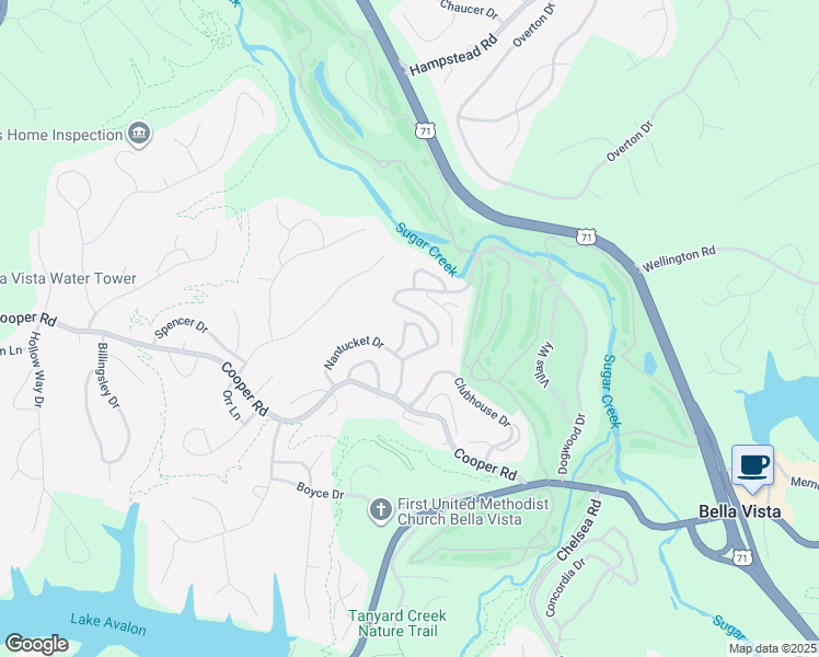 map of restaurants, bars, coffee shops, grocery stores, and more near 7-9 Mellor Lane in Bella Vista
