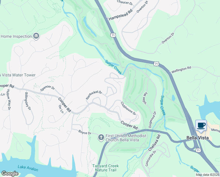 map of restaurants, bars, coffee shops, grocery stores, and more near 9 Mellor Lane in Bella Vista