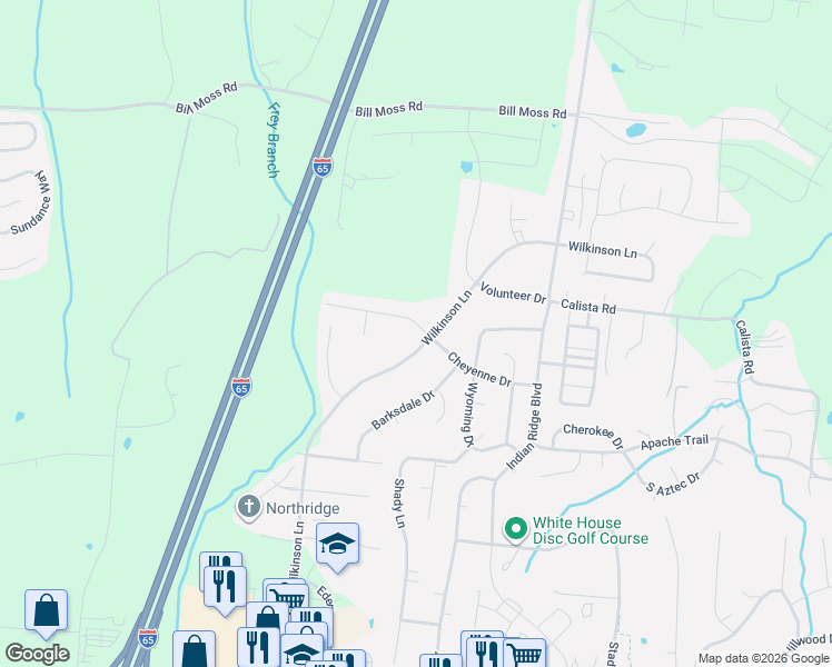map of restaurants, bars, coffee shops, grocery stores, and more near 439 Wilkinson Lane in White House