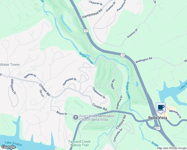 map of restaurants, bars, coffee shops, grocery stores, and more near 15 Annette Lane in Bella Vista