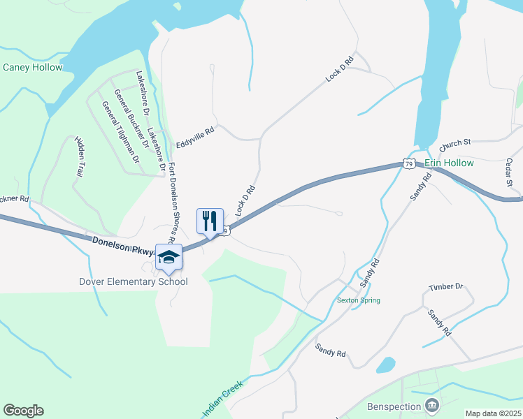 map of restaurants, bars, coffee shops, grocery stores, and more near U.S. 79 in Dover