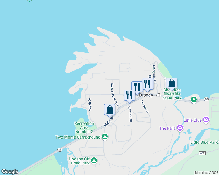 map of restaurants, bars, coffee shops, grocery stores, and more near 212 Sweet Home Avenue in Disney