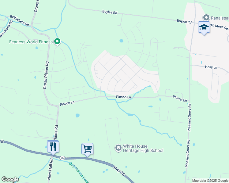 map of restaurants, bars, coffee shops, grocery stores, and more near 7227 Sunny Parks Drive in White House