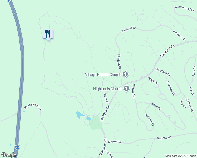 map of restaurants, bars, coffee shops, grocery stores, and more near 7 Kirk Lane in Bella Vista
