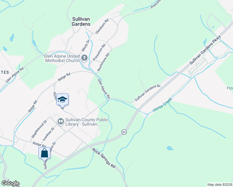 map of restaurants, bars, coffee shops, grocery stores, and more near 3819 Sullivan Gardens Drive in Kingsport