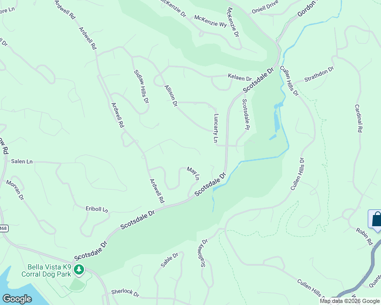 map of restaurants, bars, coffee shops, grocery stores, and more near 25 Rockhill Lane in Bella Vista