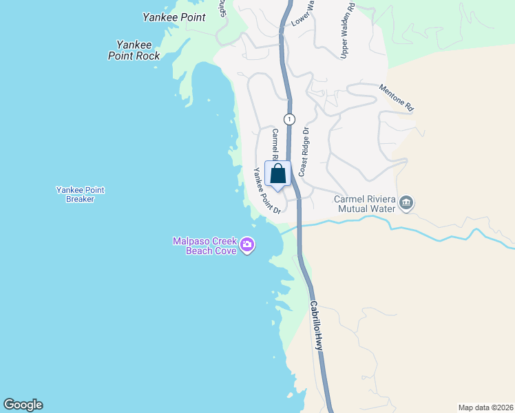 map of restaurants, bars, coffee shops, grocery stores, and more near 102 Yankee Point Drive in Carmel-by-the-Sea