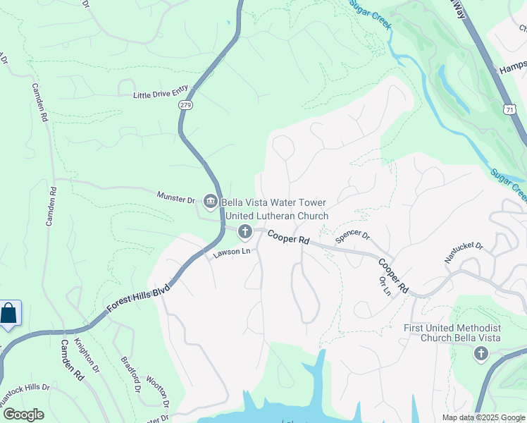 map of restaurants, bars, coffee shops, grocery stores, and more near 9 Ciemny Lane in Bella Vista