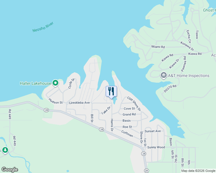 map of restaurants, bars, coffee shops, grocery stores, and more near 634 Morrow Point in Delaware County