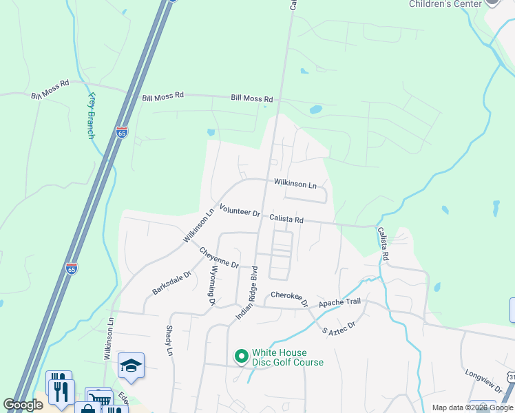 map of restaurants, bars, coffee shops, grocery stores, and more near 601 Calista Road in White House