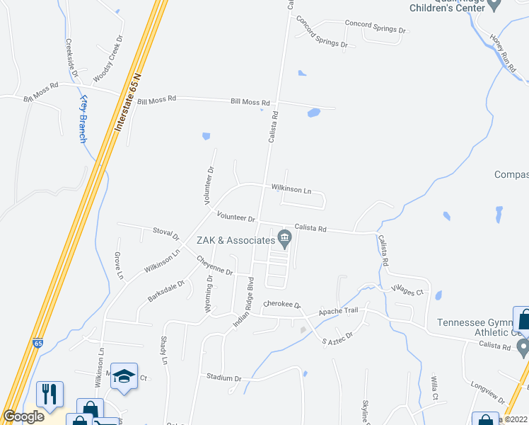 map of restaurants, bars, coffee shops, grocery stores, and more near 602 Calista Road in White House