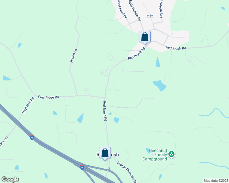 map of restaurants, bars, coffee shops, grocery stores, and more near 134 Coliseum Lane in Mount Airy