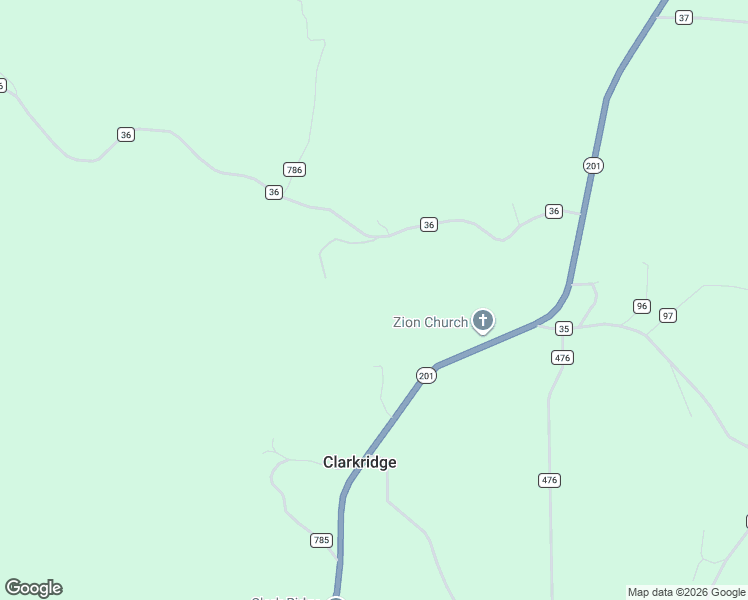 map of restaurants, bars, coffee shops, grocery stores, and more near 538 County Road 36 in Clarkridge