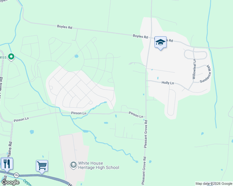 map of restaurants, bars, coffee shops, grocery stores, and more near 5079 Owens Ln in White House