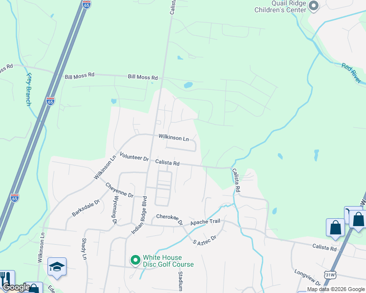 map of restaurants, bars, coffee shops, grocery stores, and more near 512 Calista Road in White House
