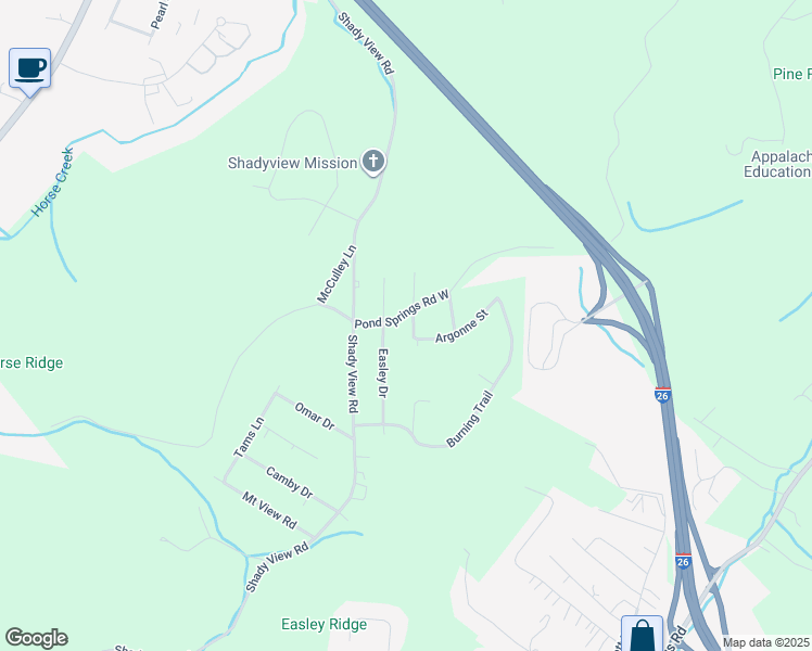 map of restaurants, bars, coffee shops, grocery stores, and more near 209 Rim Rock Road in Kingsport