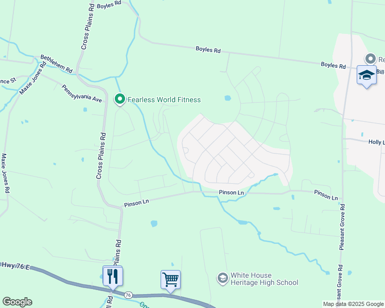 map of restaurants, bars, coffee shops, grocery stores, and more near 1045 Titan Lane in White House