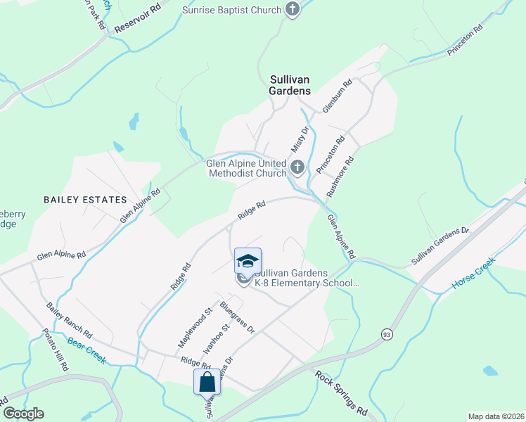 map of restaurants, bars, coffee shops, grocery stores, and more near 4032 Ridge Road in Kingsport