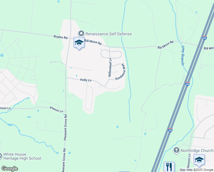 map of restaurants, bars, coffee shops, grocery stores, and more near 305 Holly Lane in White House