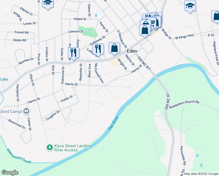 map of restaurants, bars, coffee shops, grocery stores, and more near 938 Overlook Avenue in Eden