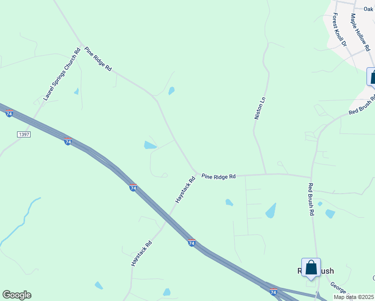 map of restaurants, bars, coffee shops, grocery stores, and more near 430 Pine Ridge Road in Mount Airy