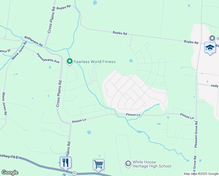 map of restaurants, bars, coffee shops, grocery stores, and more near 1045 Titan Lane in White House