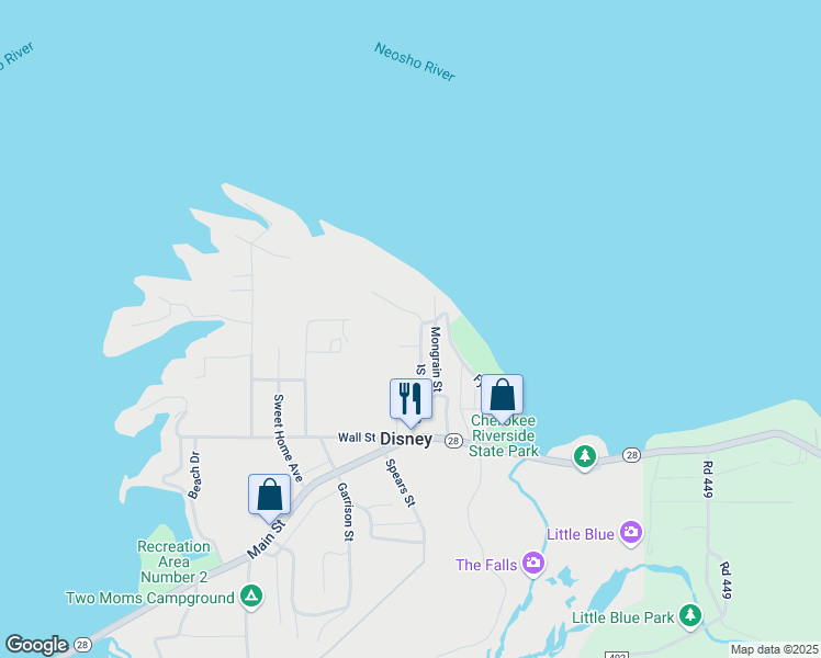 map of restaurants, bars, coffee shops, grocery stores, and more near 355 Johnson Street in Disney