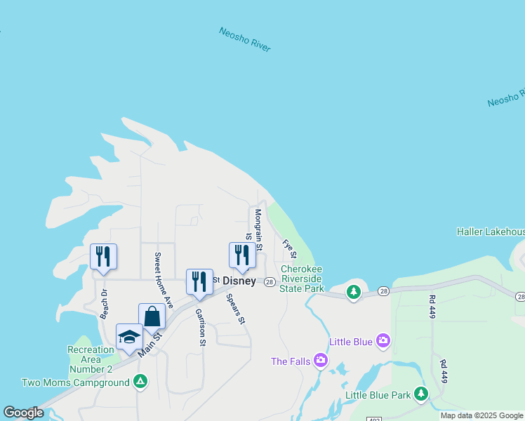 map of restaurants, bars, coffee shops, grocery stores, and more near 355 Johnson Street in Disney