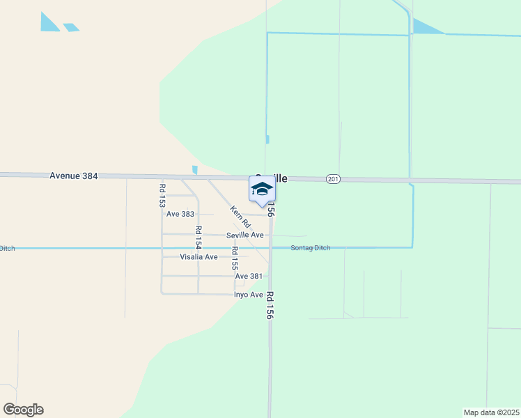 map of restaurants, bars, coffee shops, grocery stores, and more near 15590 Avenue 383 in Visalia