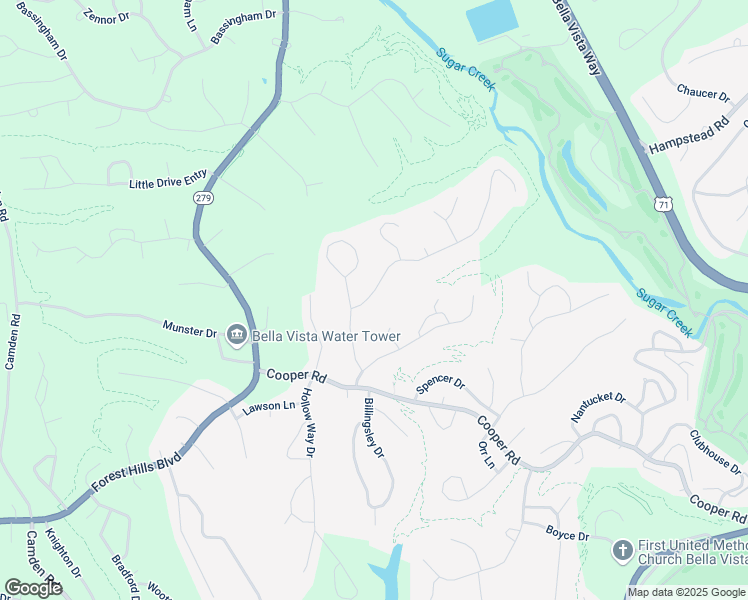 map of restaurants, bars, coffee shops, grocery stores, and more near 6 Hope Drive in Bella Vista