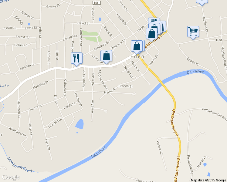 map of restaurants, bars, coffee shops, grocery stores, and more near 943 Overlook Ave in Eden