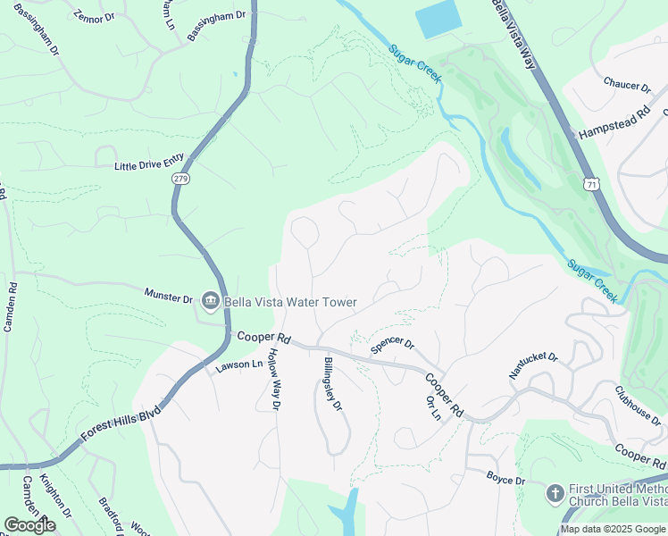 map of restaurants, bars, coffee shops, grocery stores, and more near 6 Hope Drive in Bella Vista