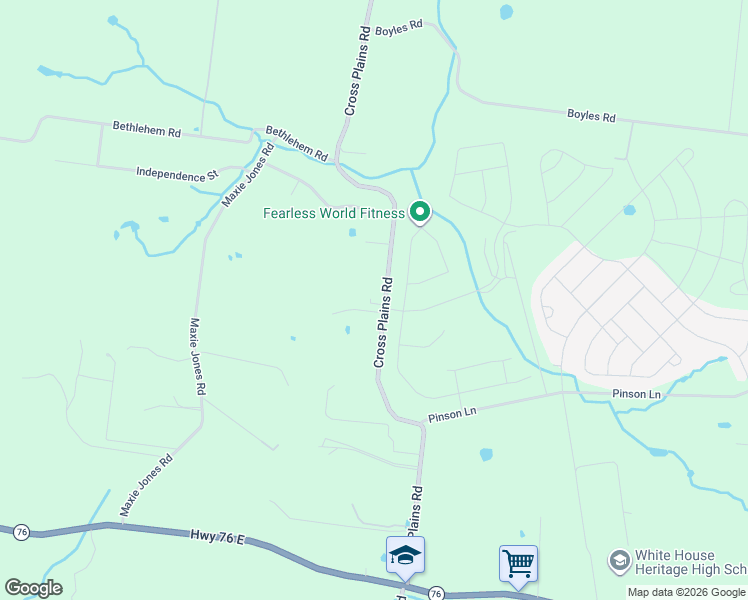 map of restaurants, bars, coffee shops, grocery stores, and more near 5732 Cross Plains Road in White House