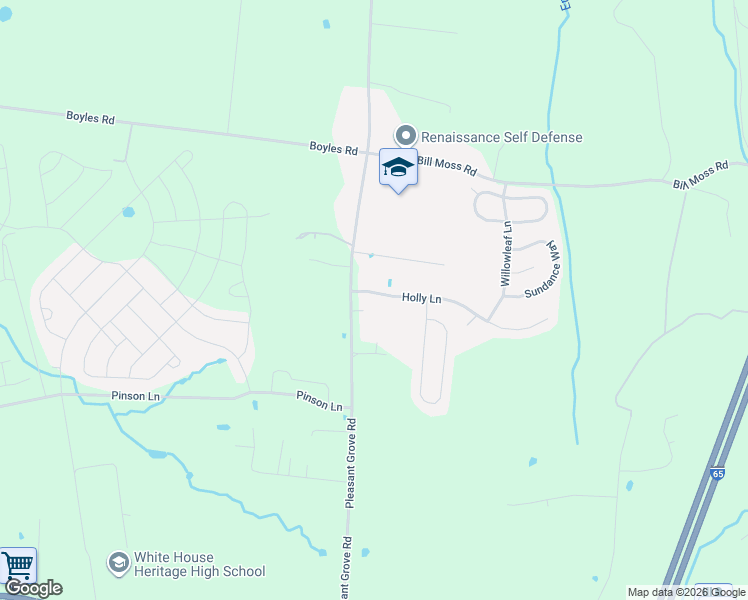 map of restaurants, bars, coffee shops, grocery stores, and more near 108 Holly Lane in White House
