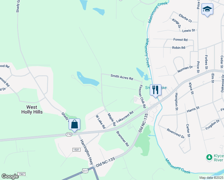 map of restaurants, bars, coffee shops, grocery stores, and more near 148 Windy Road in Eden