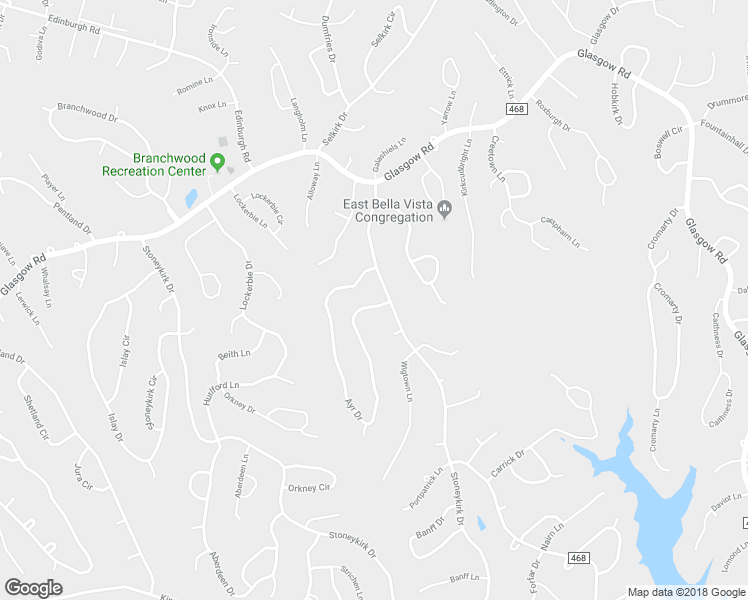 map of restaurants, bars, coffee shops, grocery stores, and more near 93 Ayr Drive in Bella Vista