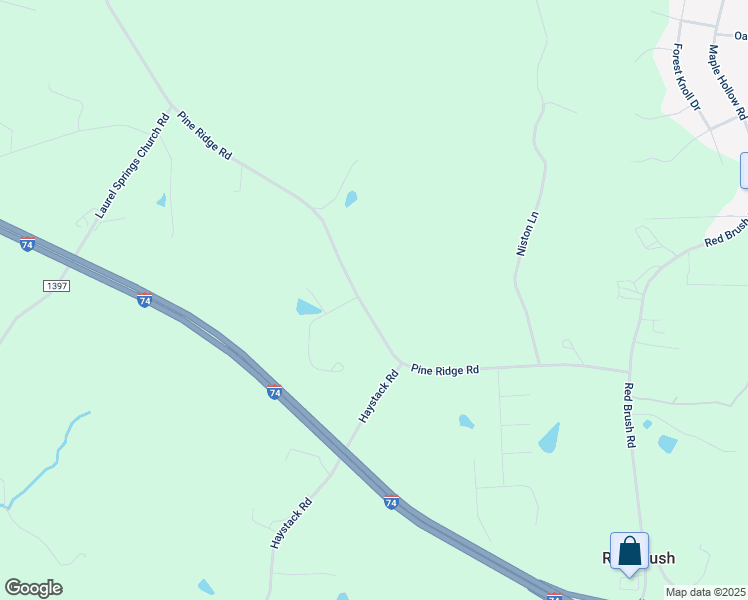 map of restaurants, bars, coffee shops, grocery stores, and more near 430 Pine Ridge Road in Mount Airy